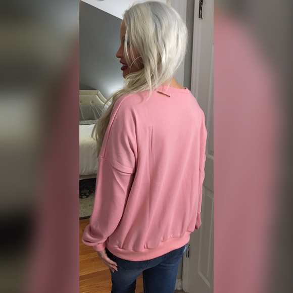 LAST 1 🌸🌸Carnation Pink Distressed Sweater - Picture 2 of 2